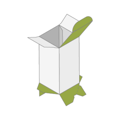 Faltschachtel mit Automatikboden, versetzte Laschen gespiegelt